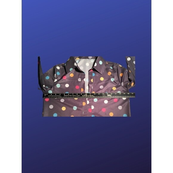 UNBRANDED Pullover Long Sleeve Blouse, GRAY/MULTI POLKA DOT, Size M, NWOT - Picture 4 of 8